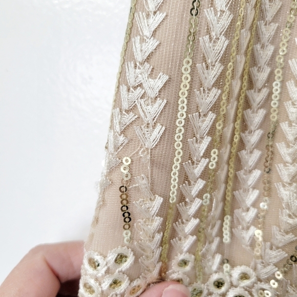 Belle Badgley Mischka Phoebe Gold Sequins Mini Dress Size 2 - Picture 12 of 12